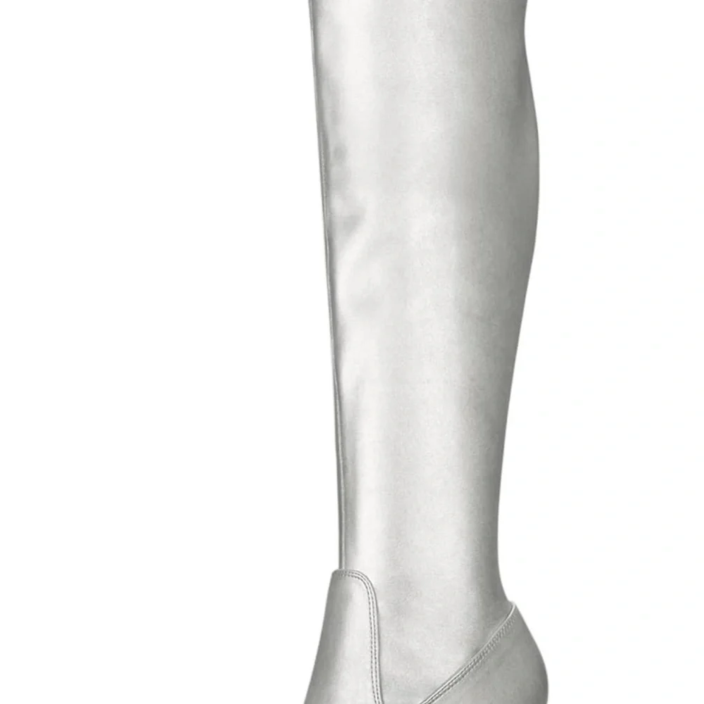 Allegra K Silver Over the Knee Boots